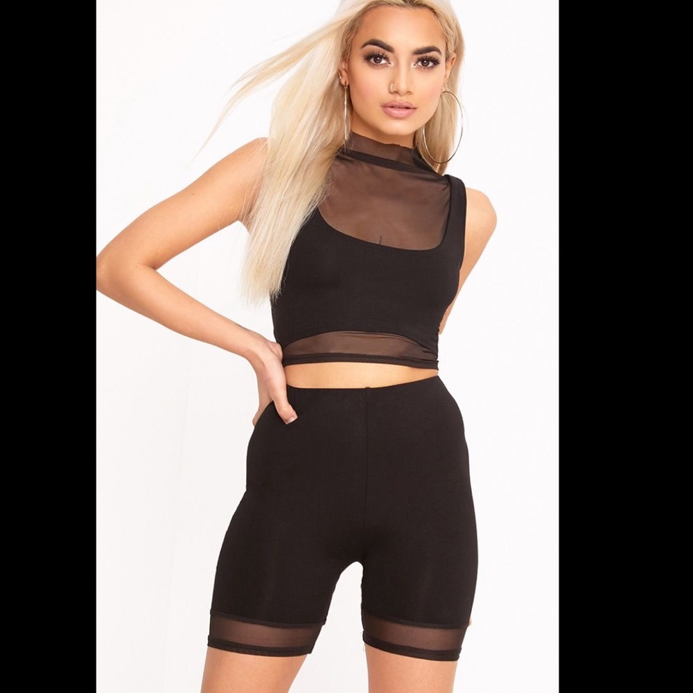 CICLEY BLACK MESH HEM BIKER SHORTS